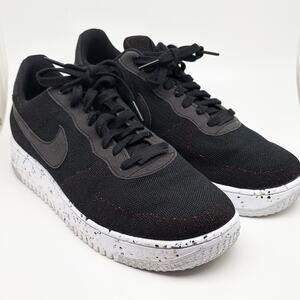 Nike Men’s Air Force 1 Crater Fly Knit Recycled Soles Black White Size 9.5